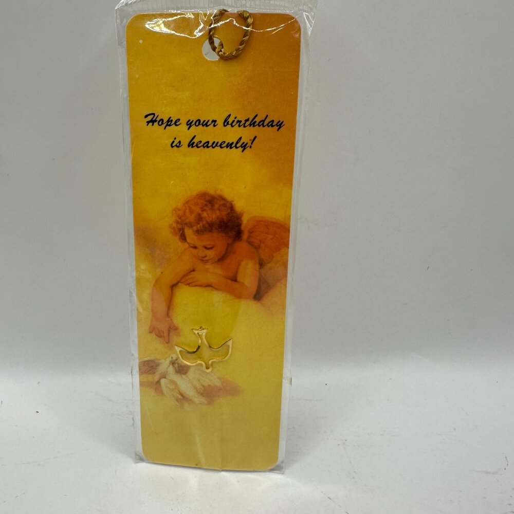 Bookmark With Angel & Dove Charm - "Hope Your Birthday Is Heavenly"